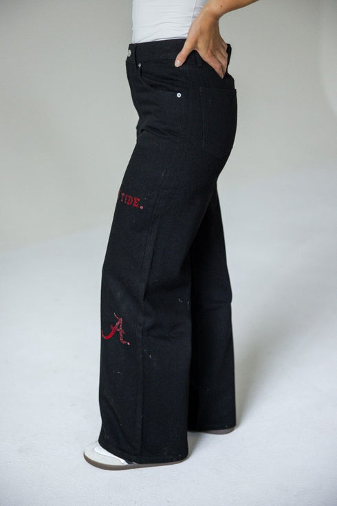 Alabama Alpha Bling Denim Wide Leg Jeans