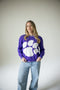 Clemson Wicks Woven Striped Detail Sweater