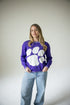 Clemson Wicks Woven Striped Detail Sweater