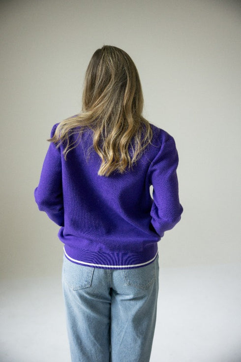 Clemson Wicks Woven Striped Detail Sweater