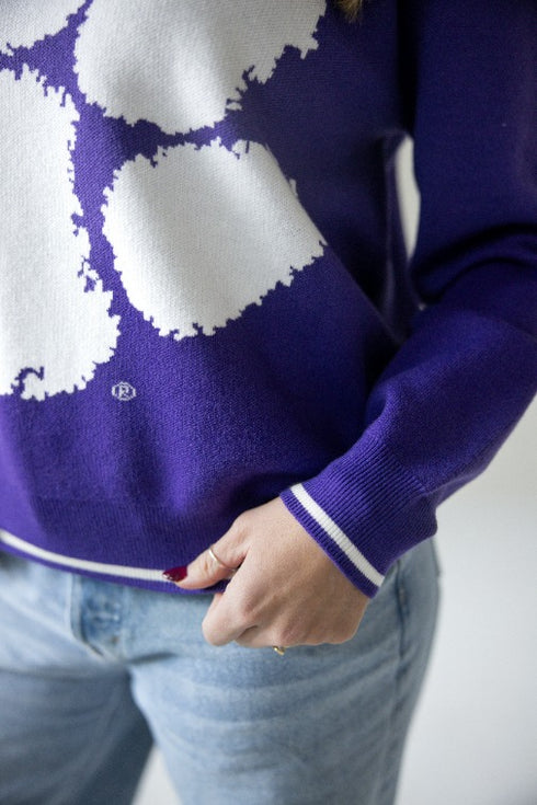Clemson Wicks Woven Striped Detail Sweater