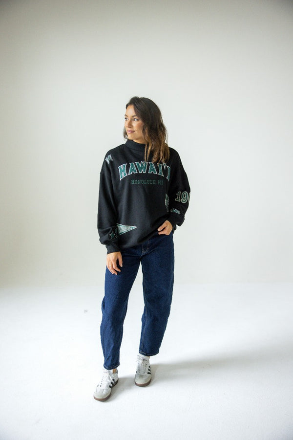 Hawaii All Over Scatter Oversized Funnel Neck