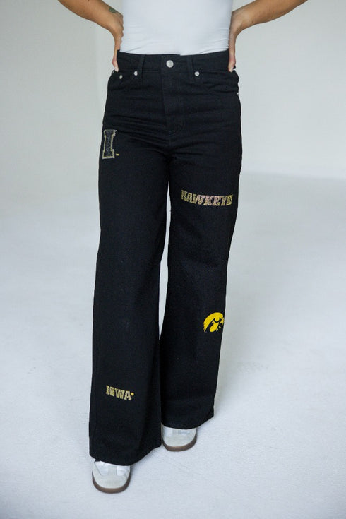 Iowa Alpha Bling Denim Wide Leg Jeans