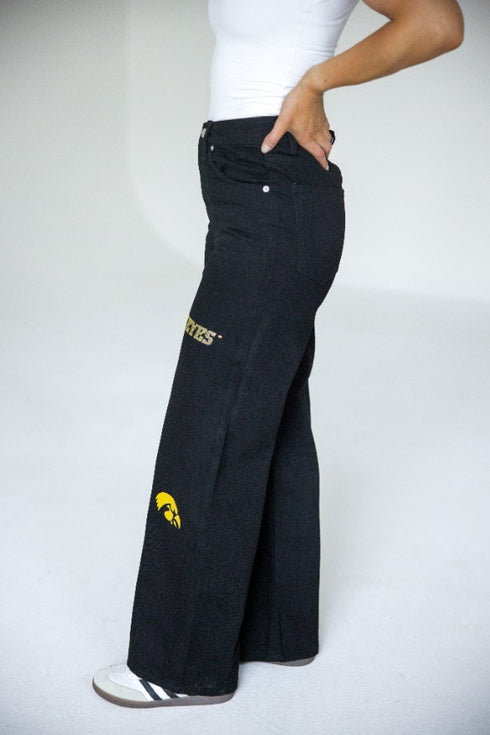Iowa Alpha Bling Denim Wide Leg Jeans