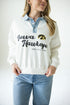 Iowa Angel Script Screenprint Denim Collar Crew