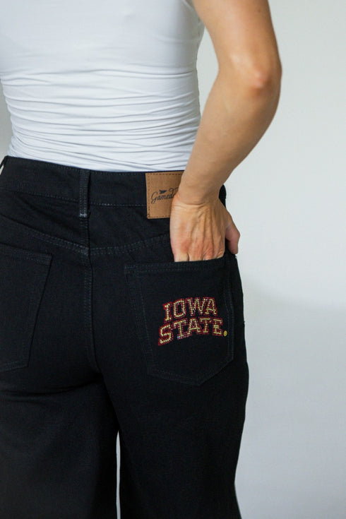 Iowa State Alpha Bling Denim Wide Leg Jeans