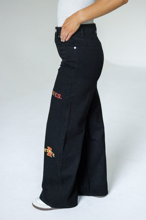 Iowa State Alpha Bling Denim Wide Leg Jeans