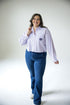 Kansas State Logo Patch Striped Cropped Button Up