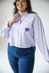 Kansas State Logo Patch Striped Cropped Button Up