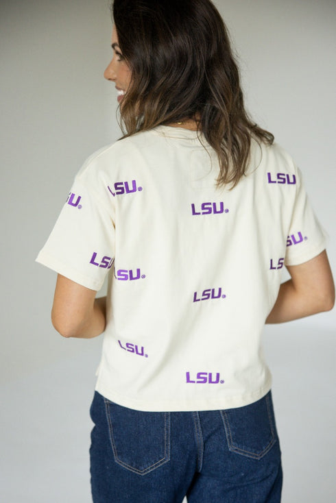 LSU Ritter Multi Color Heavyweight Crop Tee