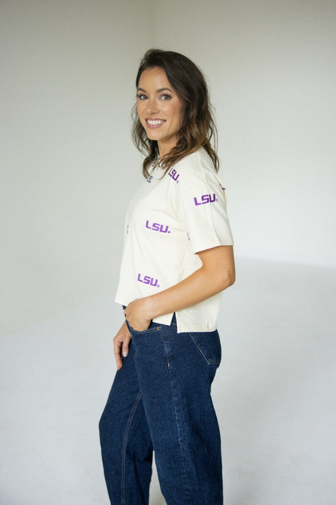 LSU Ritter Multi Color Heavyweight Crop Tee