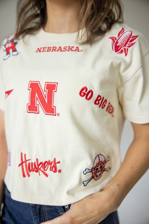 Nebraska All Over the Place Heavyweight Crop Tee