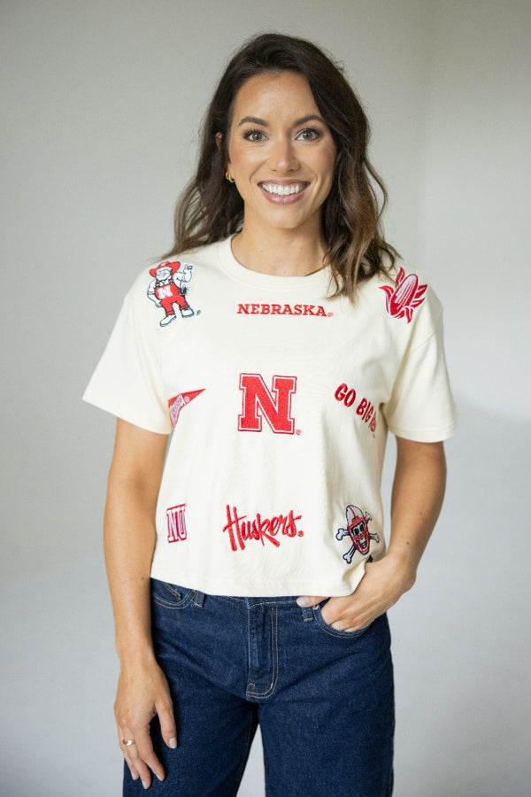 Nebraska All Over the Place Heavyweight Crop Tee