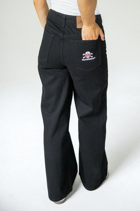 Nebraska Alpha Bling Denim Wide Leg Jeans