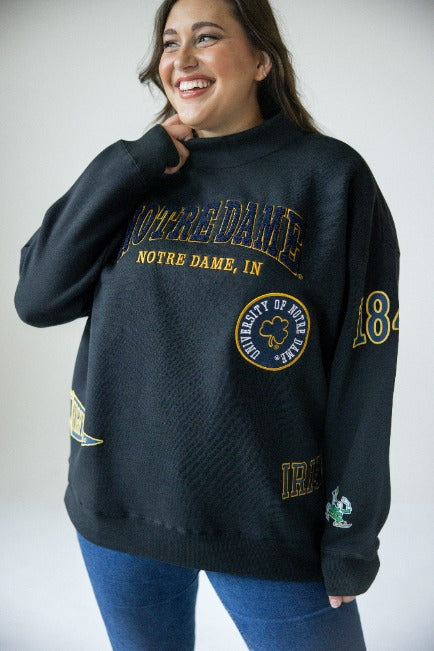 Notre Dame All Over Scatter Oversized Funnel Neck