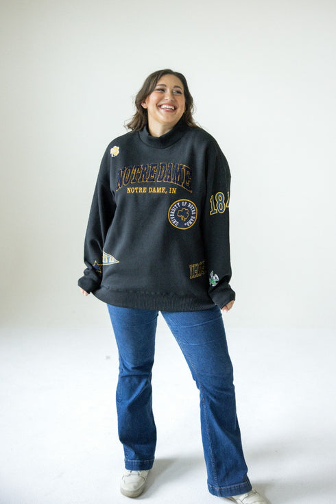 Notre Dame All Over Scatter Oversized Funnel Neck