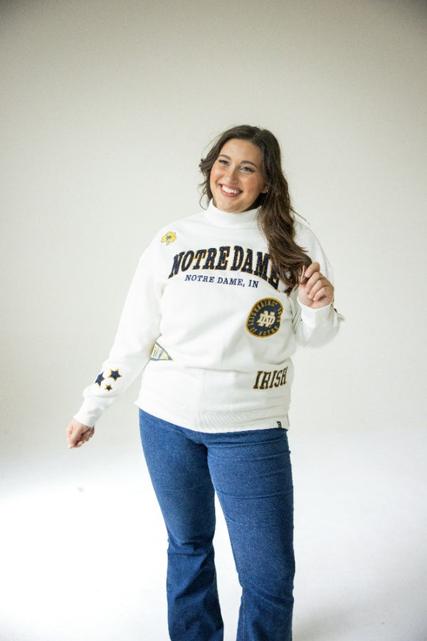 Notre Dame All Over Scatter Oversized Funnel Neck