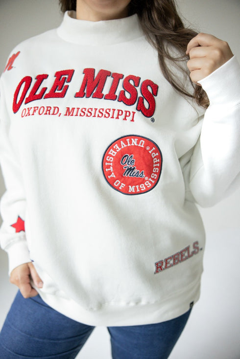 Ole Miss All Over Scatter Oversized Funnel Neck