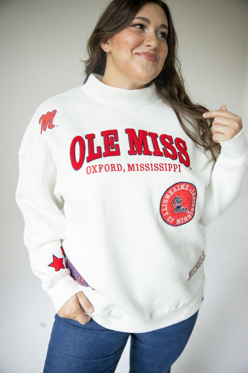 Ole Miss All Over Scatter Oversized Funnel Neck