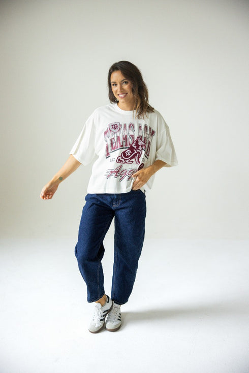 Texas A&M Maddux Multimedia Semi-Cropped Oversized Band Tee