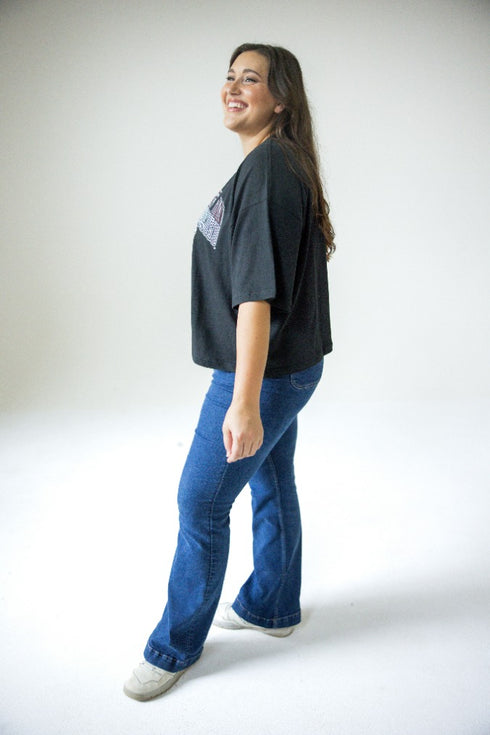 Texas A&M Starlite Sequin Semi-Cropped Oversized Band Tee