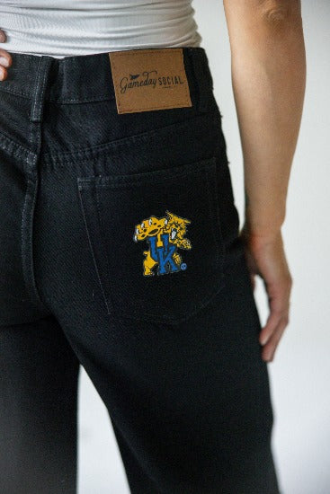 Kentucky Alpha Bling Denim Wide Leg Jeans