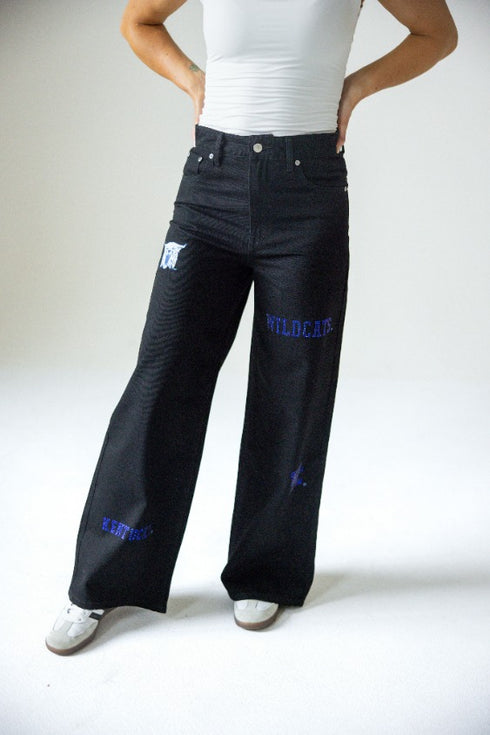 Kentucky Alpha Bling Denim Wide Leg Jeans