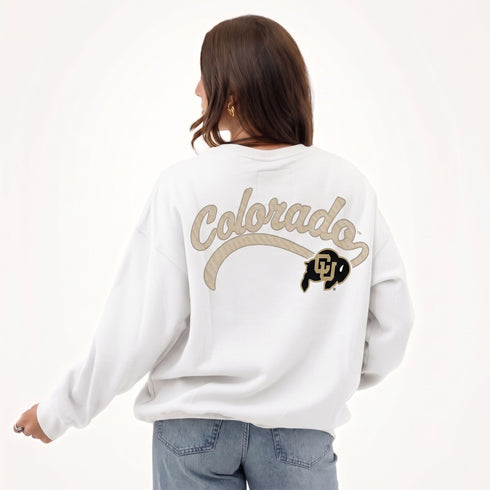 Colorado Suave Suede Lantern Sleeve Crew