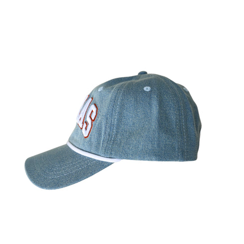 Texas Letter Up Varsity Denim Baseball Hat