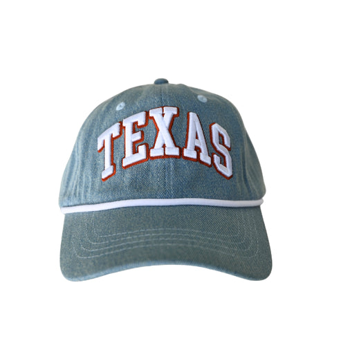 Texas Letter Up Varsity Denim Baseball Hat