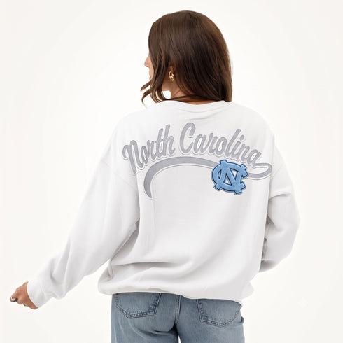 North Carolina Suave Suede Lantern Sleeve Crew