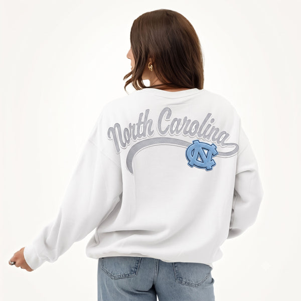 North Carolina Suave Suede Lantern Sleeve Crew