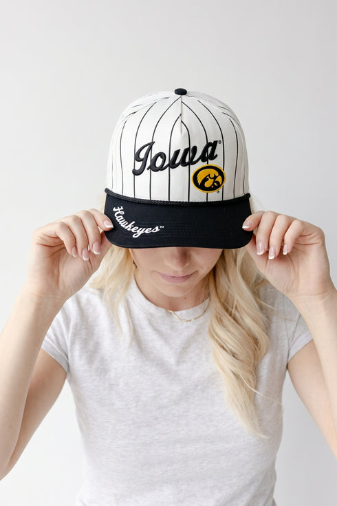 Iowa Pinstripe Hat 5 Panel Canvas Baseball Hat
