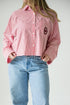 Oklahoma Logo Patch Striped Cropped Button Up