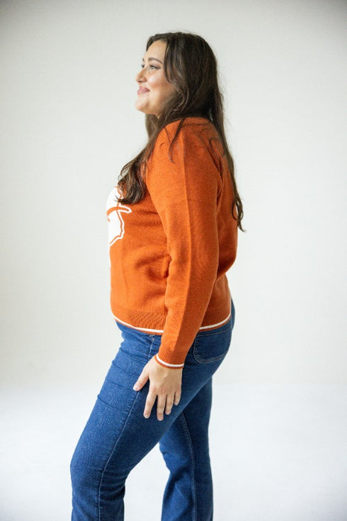 Texas Wicks Woven Striped Detail Sweater
