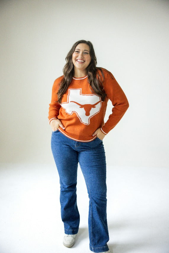 Texas Wicks Woven Striped Detail Sweater