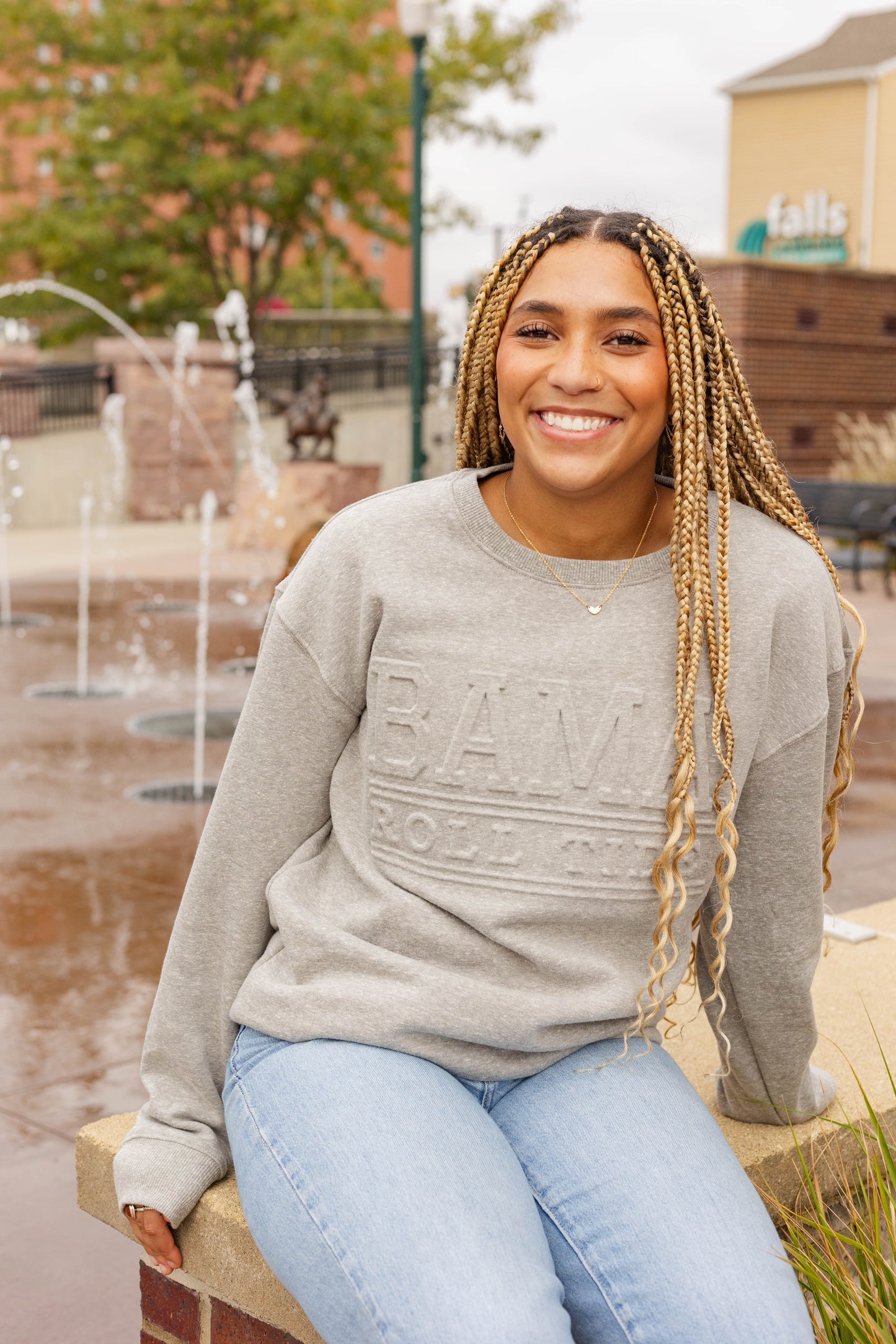 Alabama College Lines Heather Grey Crew