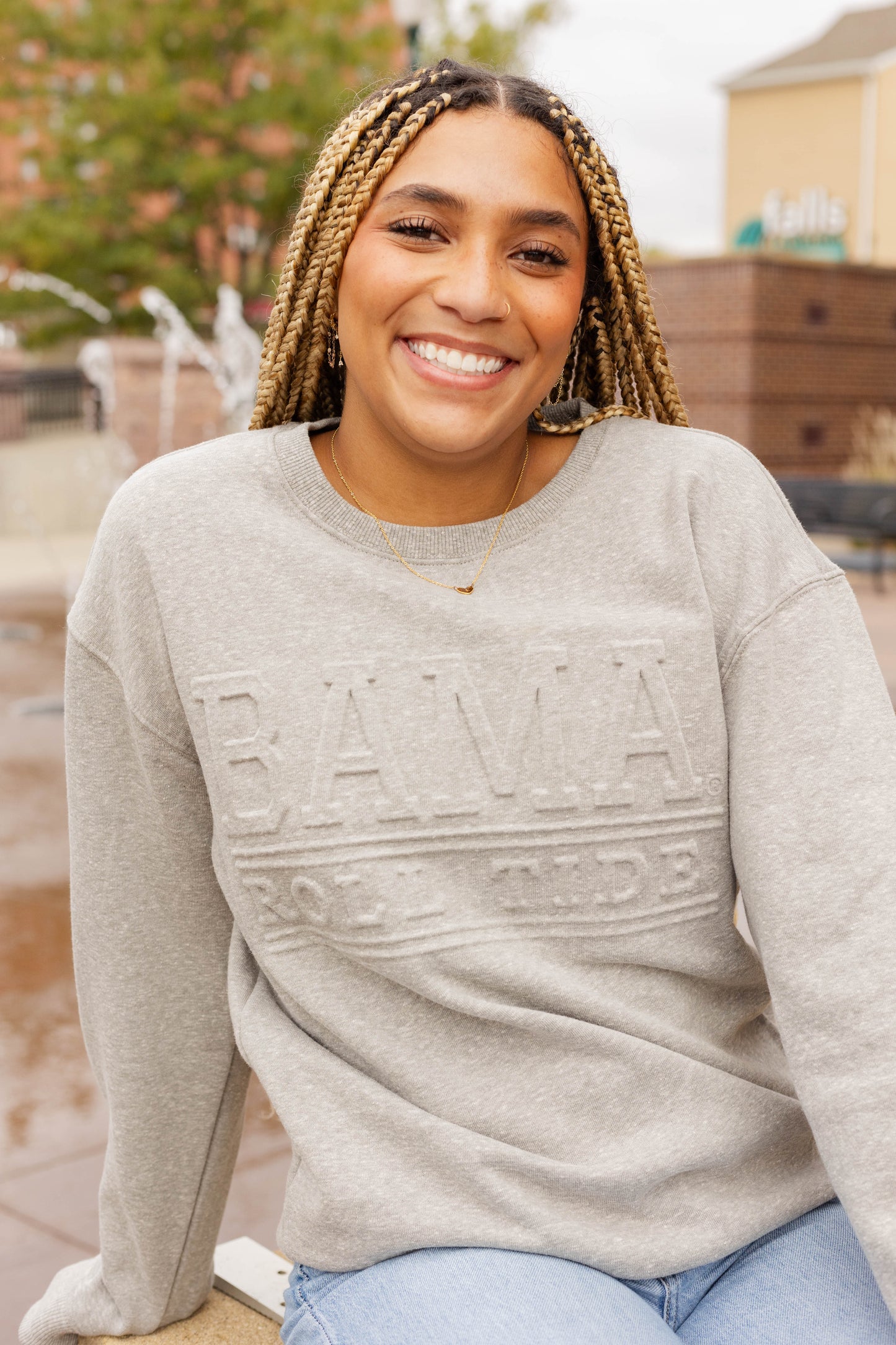 Alabama College Lines Heather Grey Crew