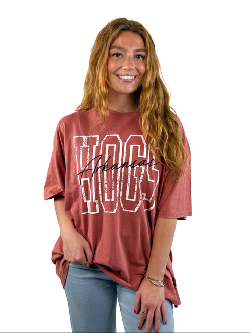 Arkansas Owens Outline Oversized Band Tee