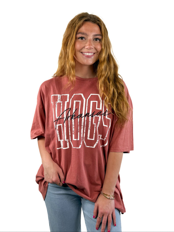 Arkansas Owens Outline Oversized Band Tee