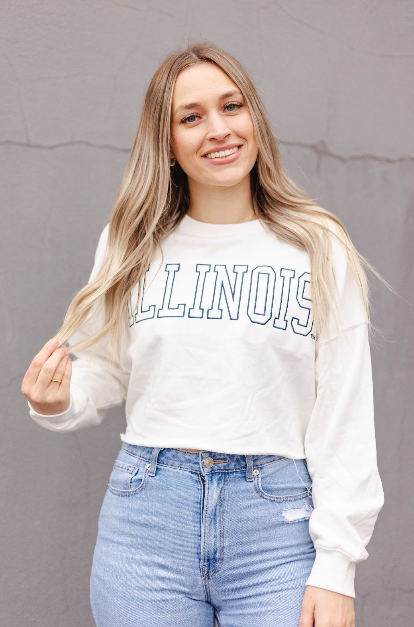 Illinois Oversized Outline Cropped Crew