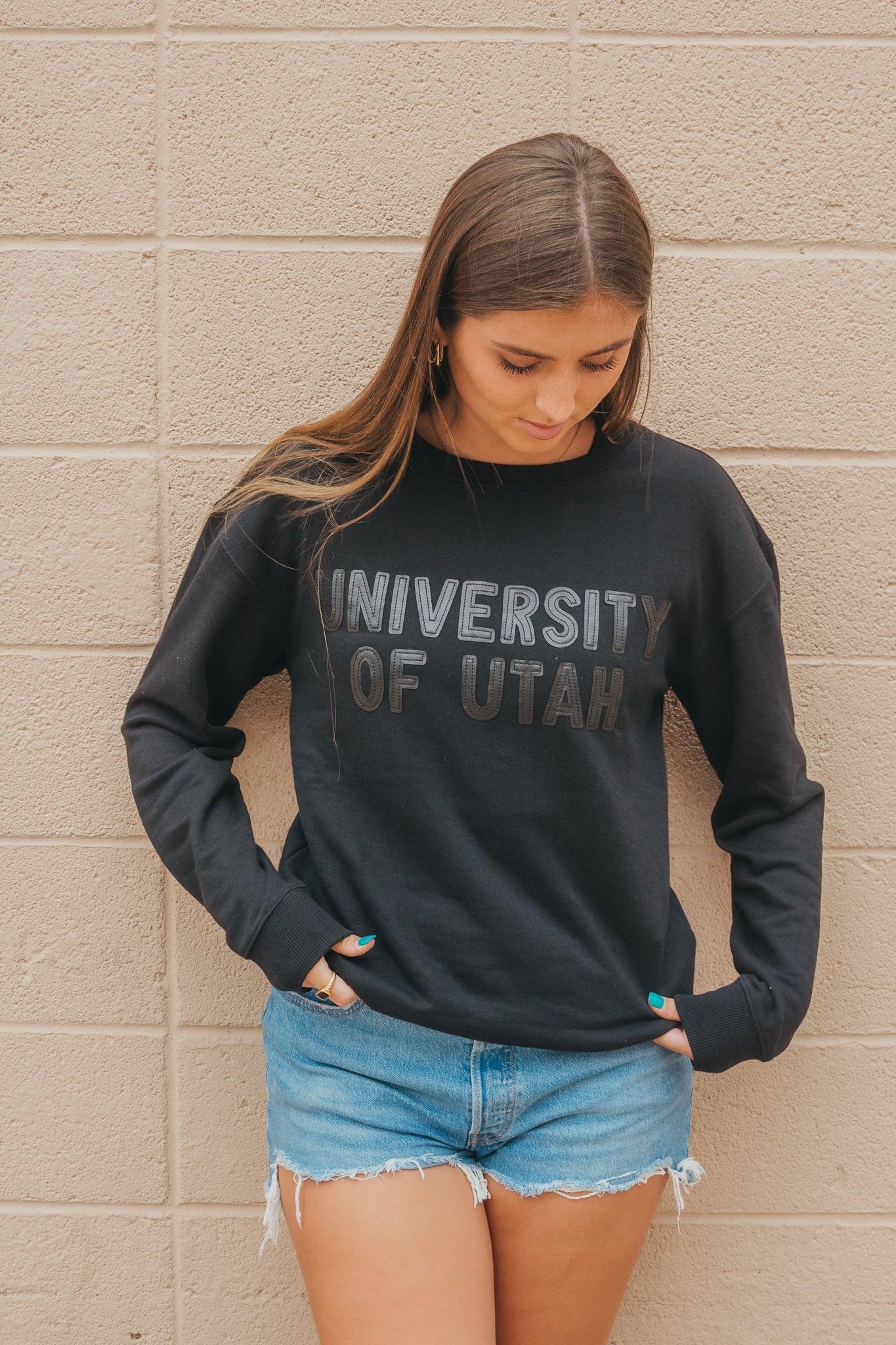 Utah Lawrence Leather Letters Fleece Crew