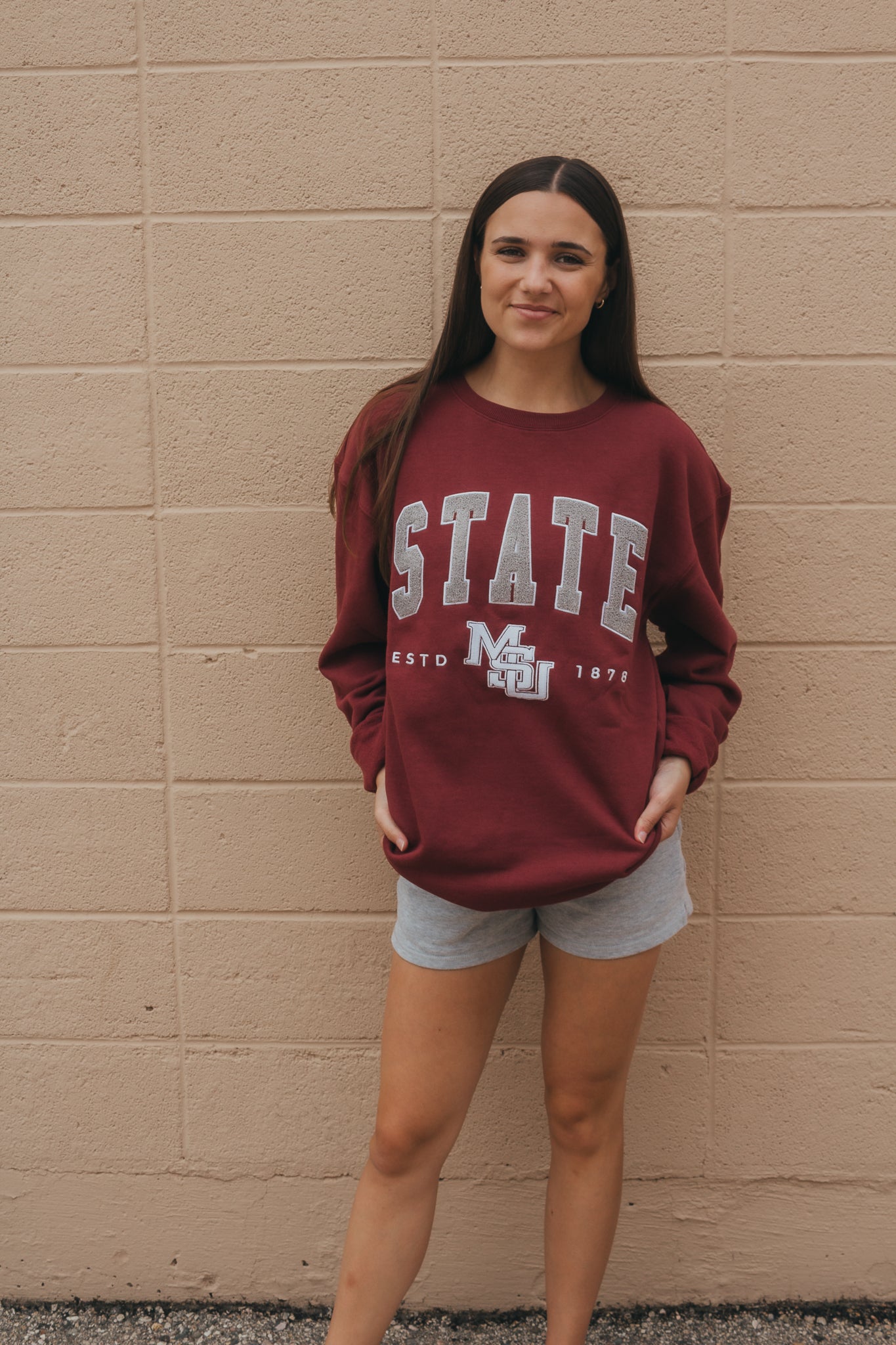 Mississippi State Allen Chenille Maroon Crew