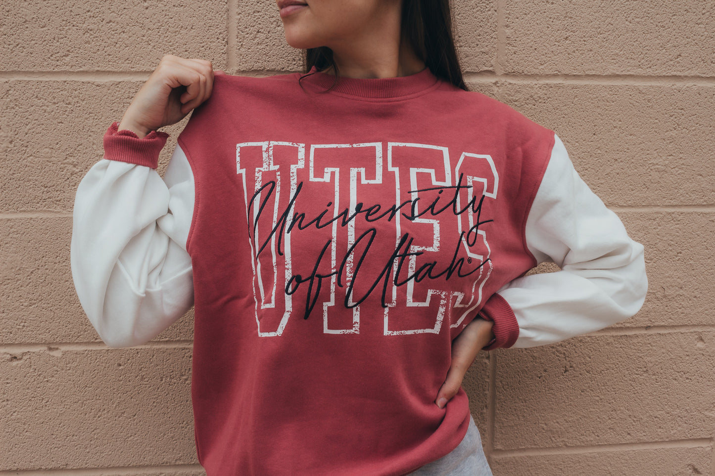 Utah Owens Oversized Outline Colorblock Crew
