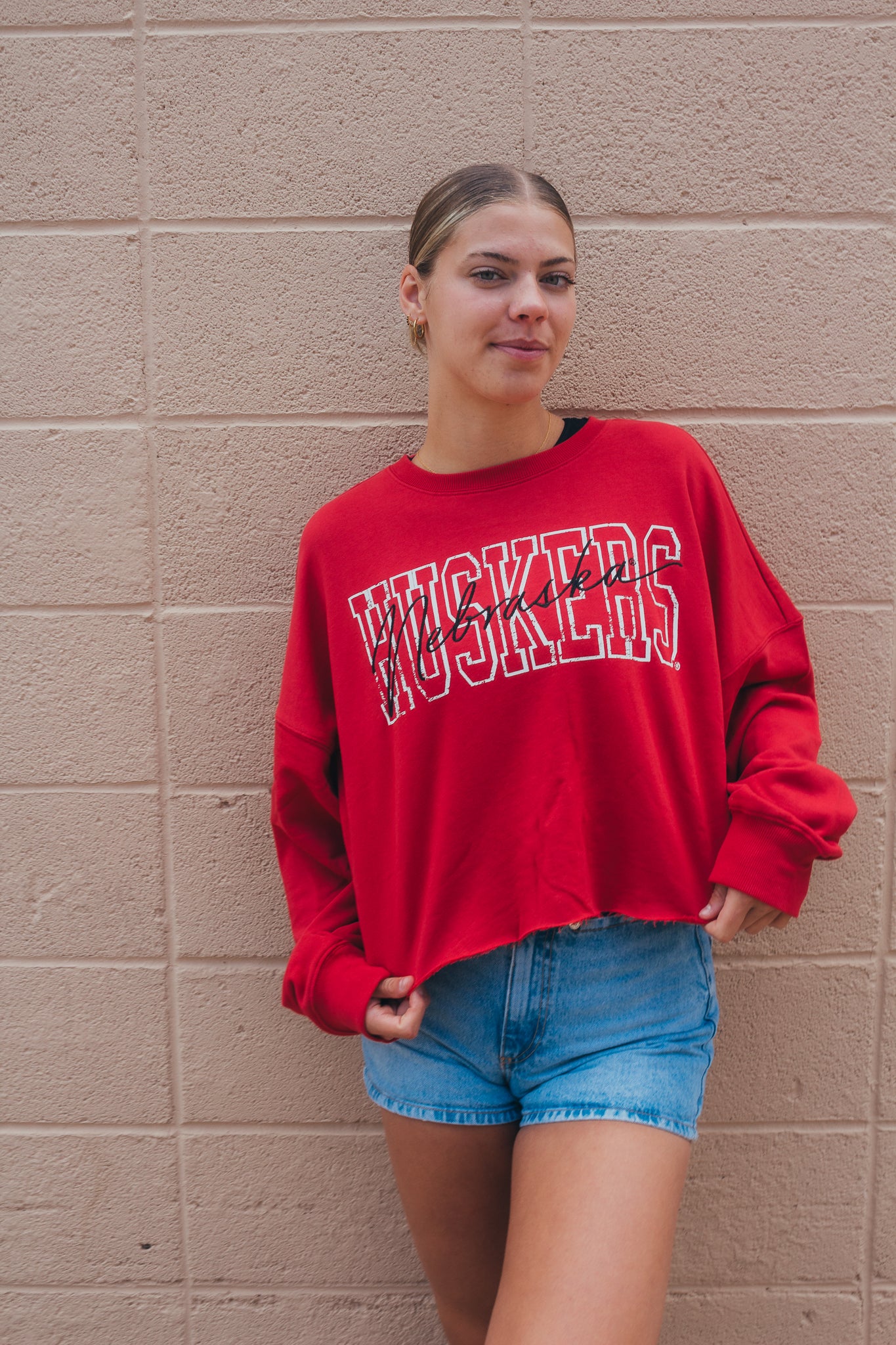 Nebraska Owen Oversized Cropped Crew