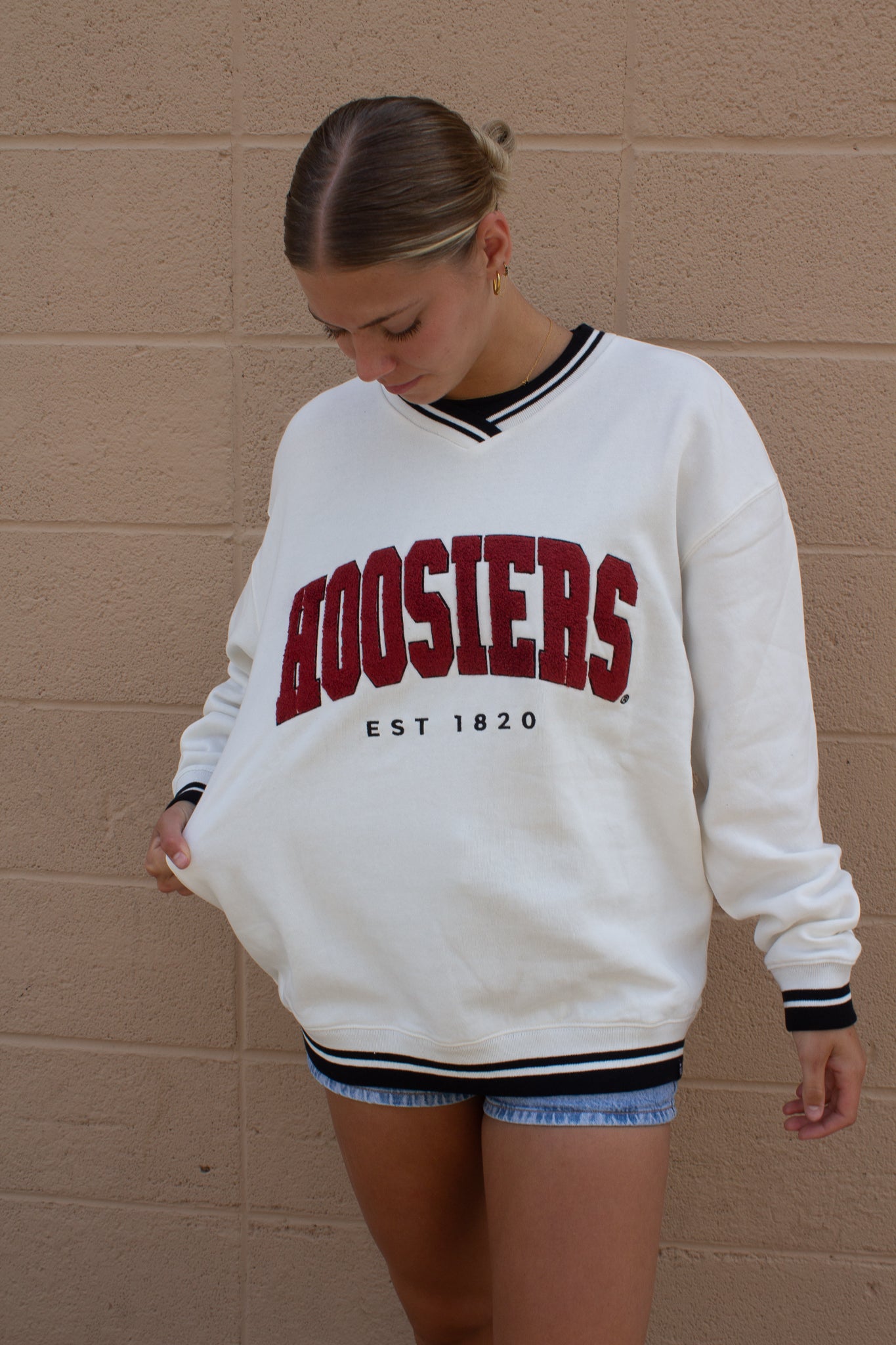 Indiana Allen Chenille Varsity V-Neck Pullover