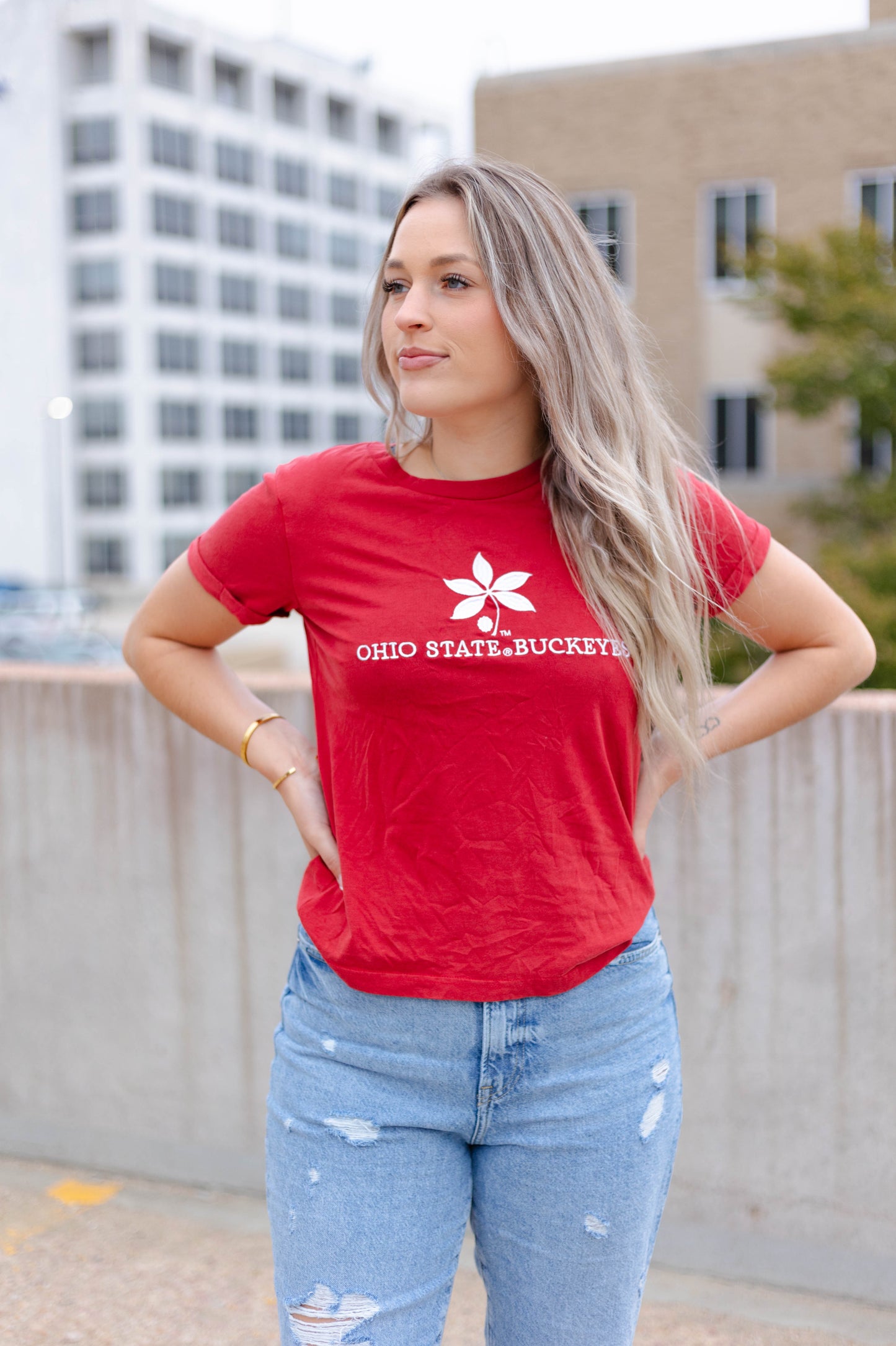 Ohio State Carleton Embroidery Cuffed T-Shirt
