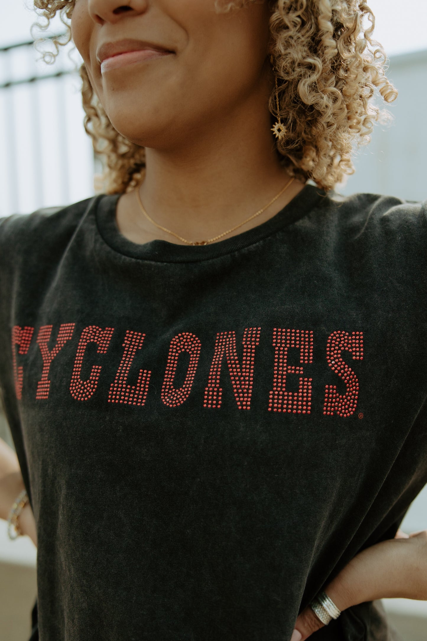 ISU Rhodes Rhinestone Cuffed T-Shirt