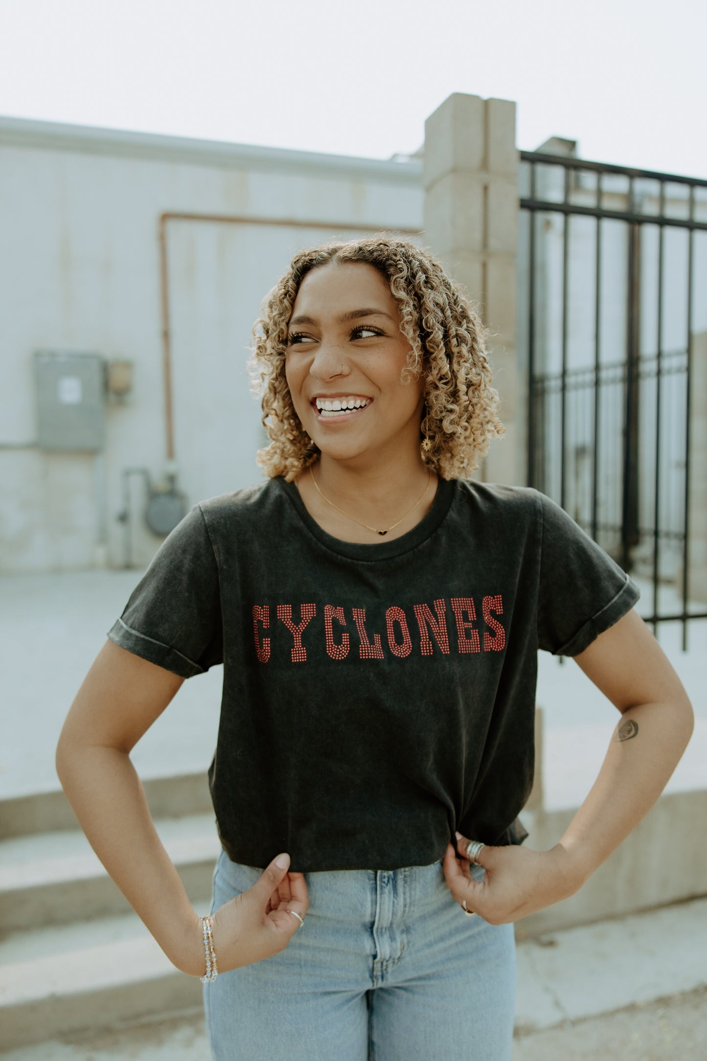 ISU Rhodes Rhinestone Cuffed T-Shirt