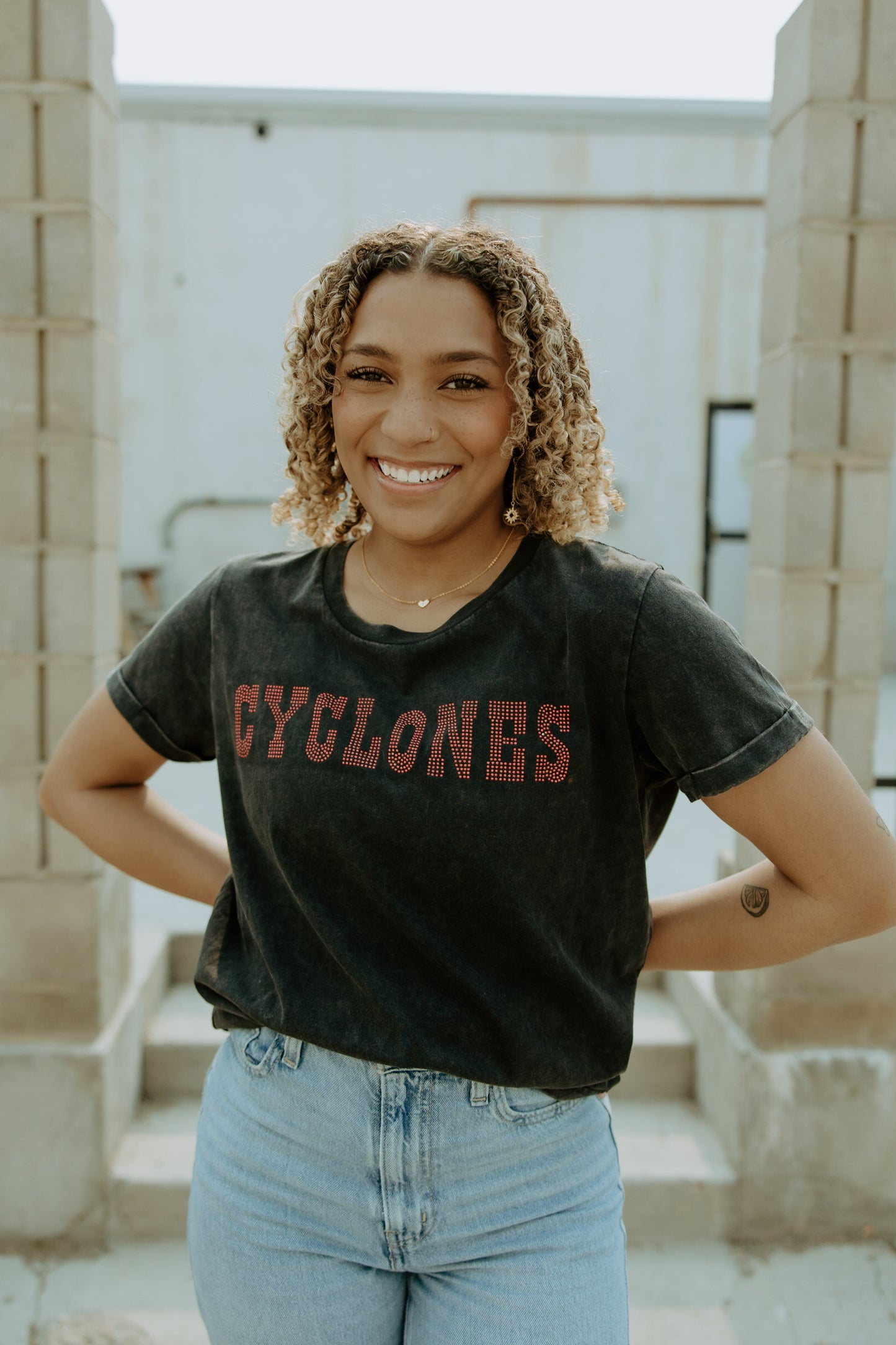 ISU Rhodes Rhinestone Cuffed T-Shirt